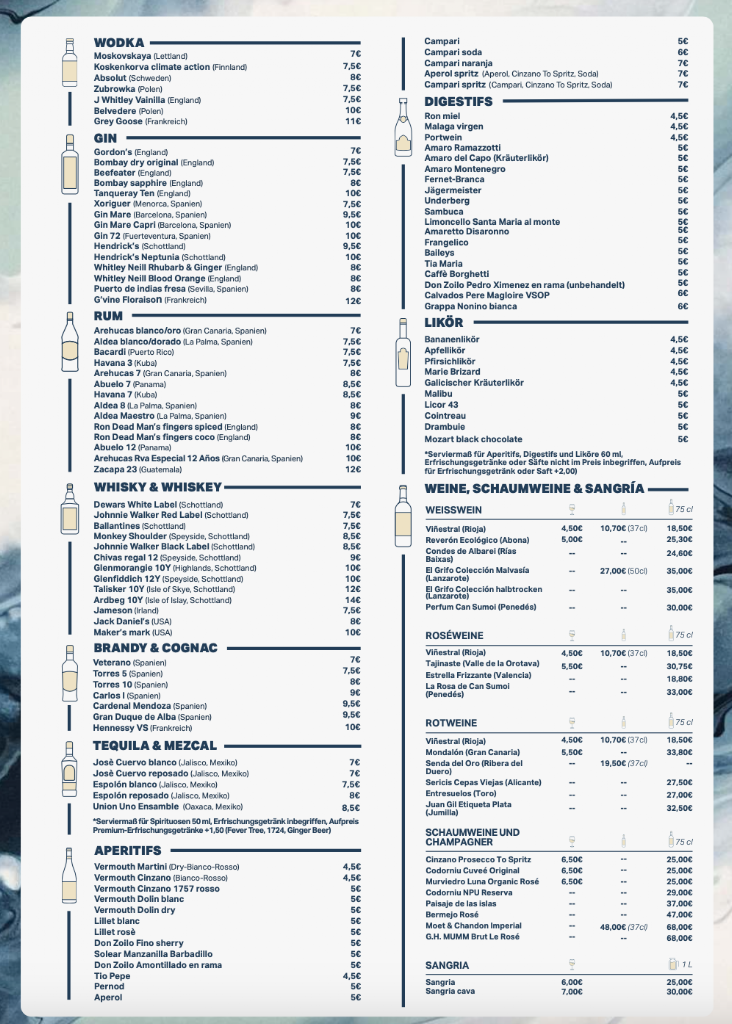 Nereo Cocktails & Food — Carta