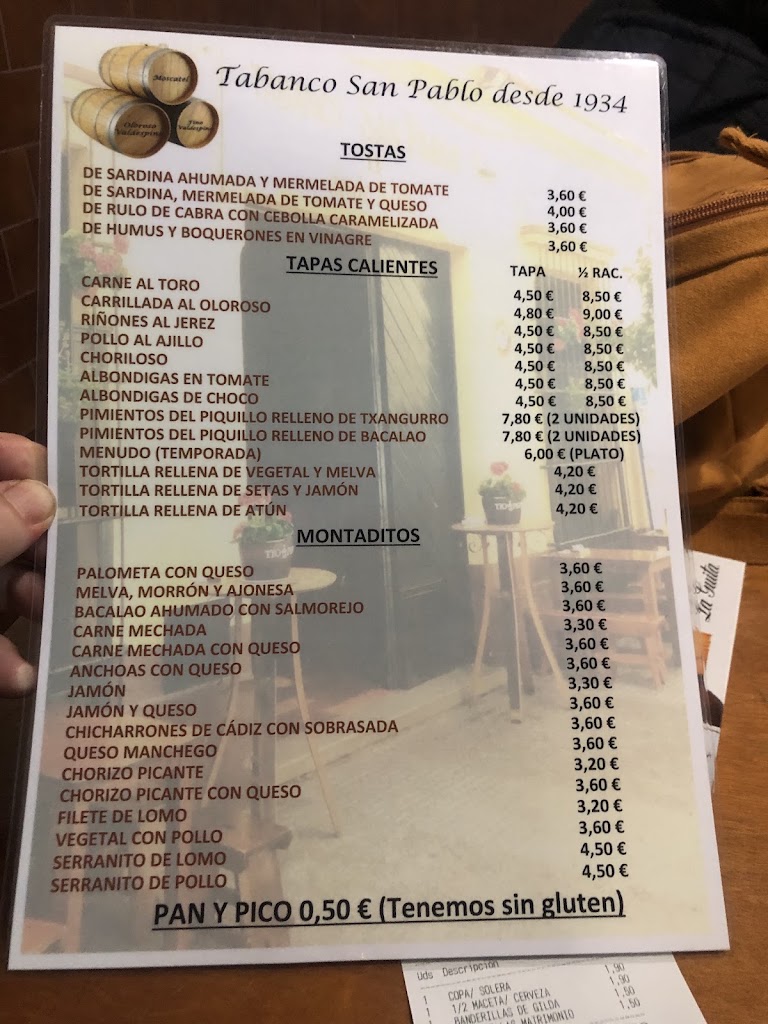 Tabanco San Pablo — Carta