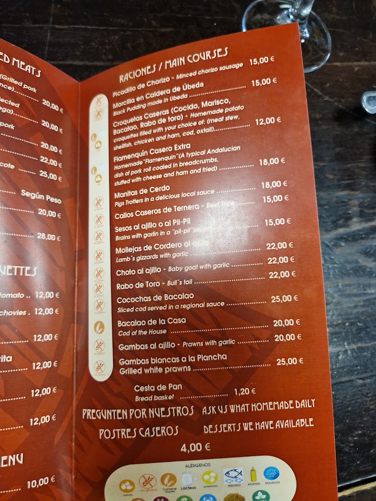 La Bodega de Ubeda — Carta