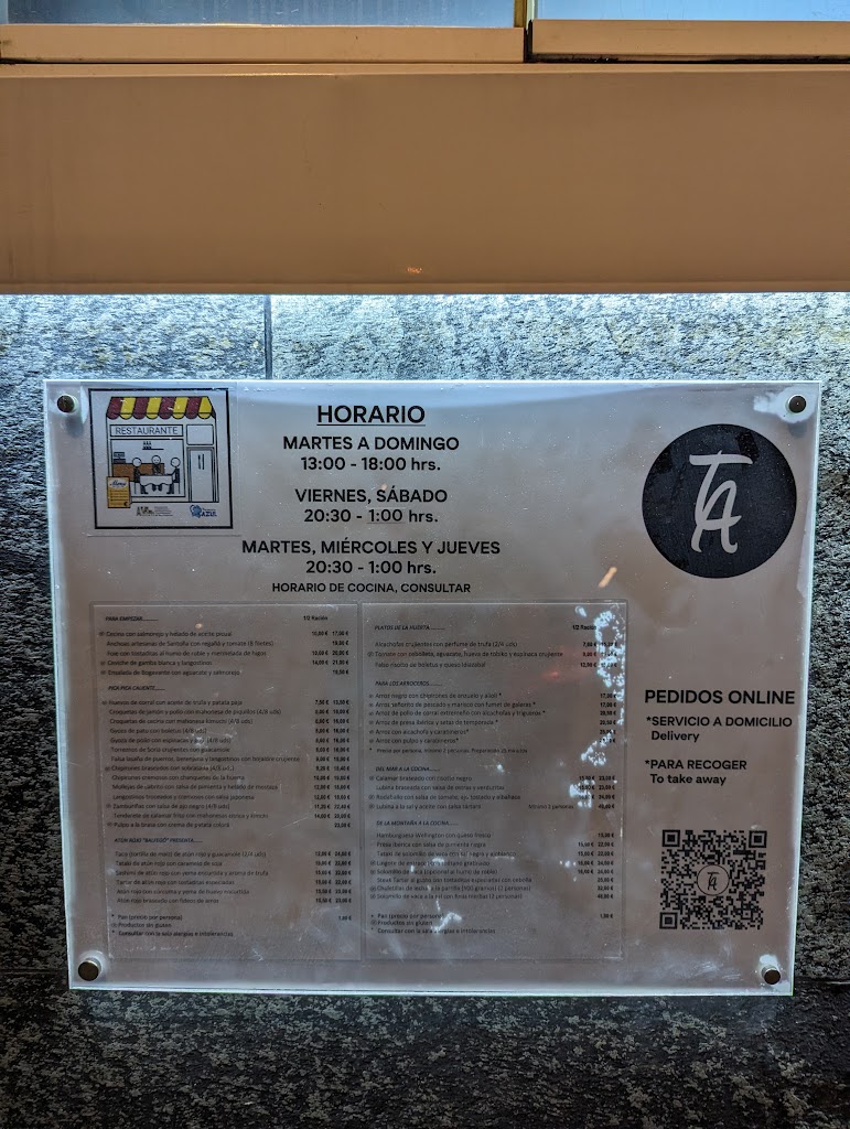 Restaurante La Terraza de Alba — Carta