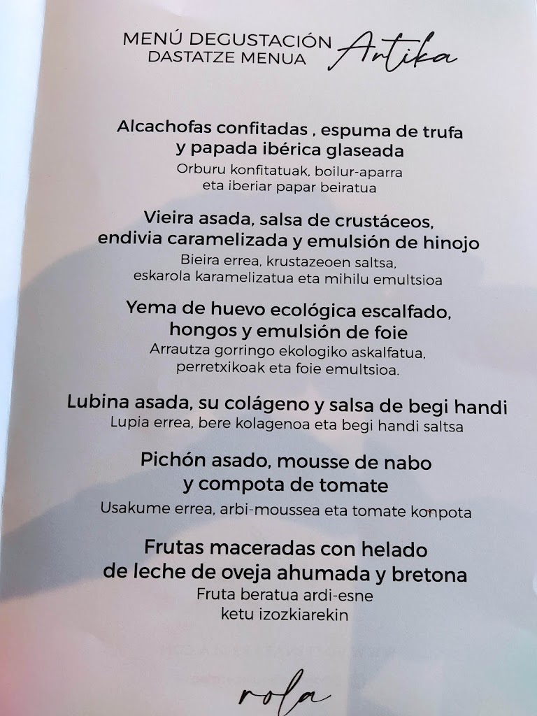 ROLA Restaurant — Carta