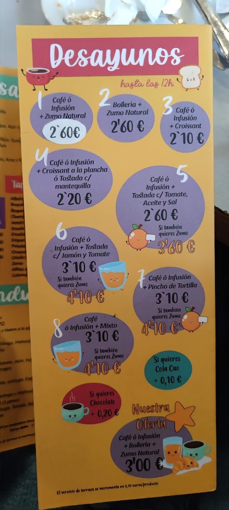Cafe Bar Leon — Carta