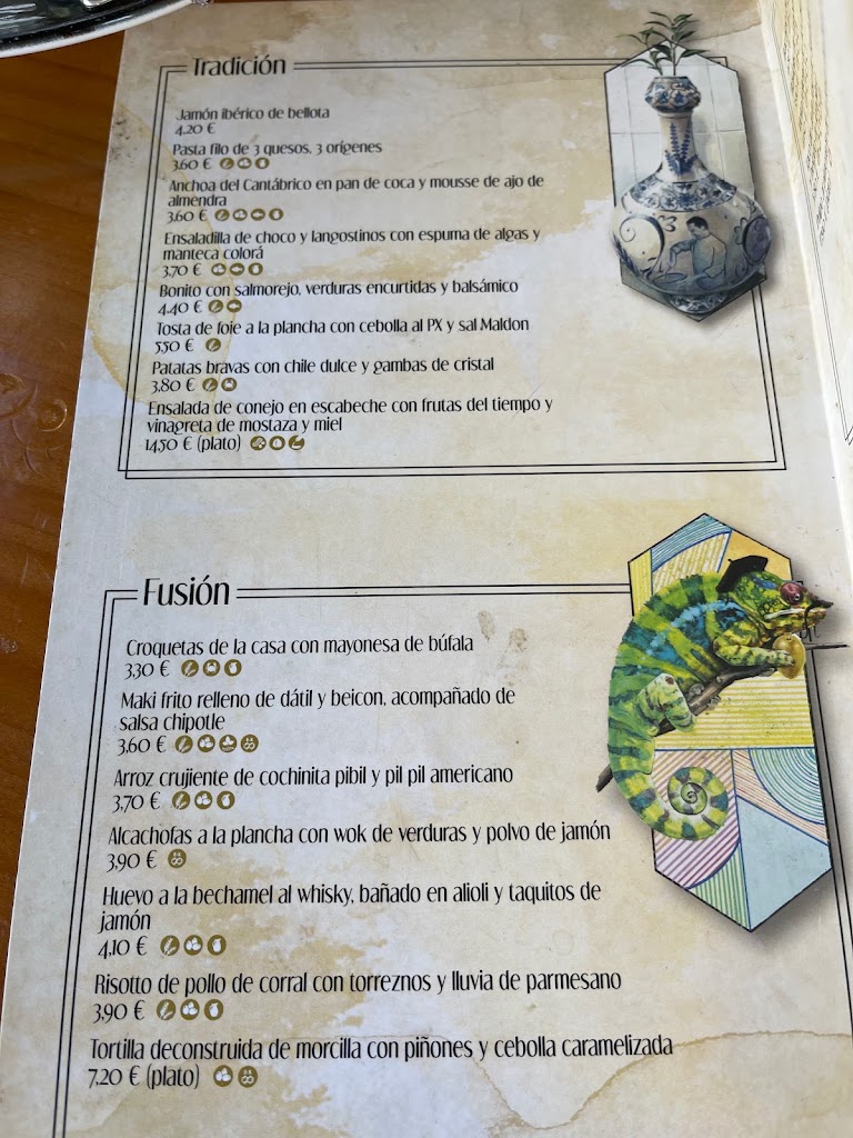 Bar restaurante Lolita Fusion — Carta