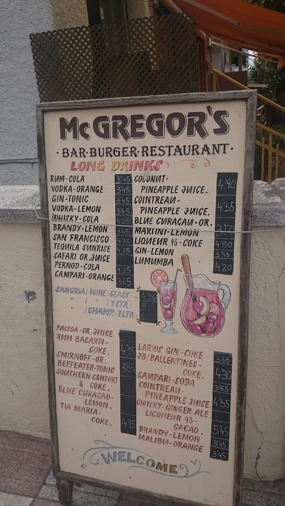 McGREGOR'S Restaurant, Bar, Frankfurt — Carta