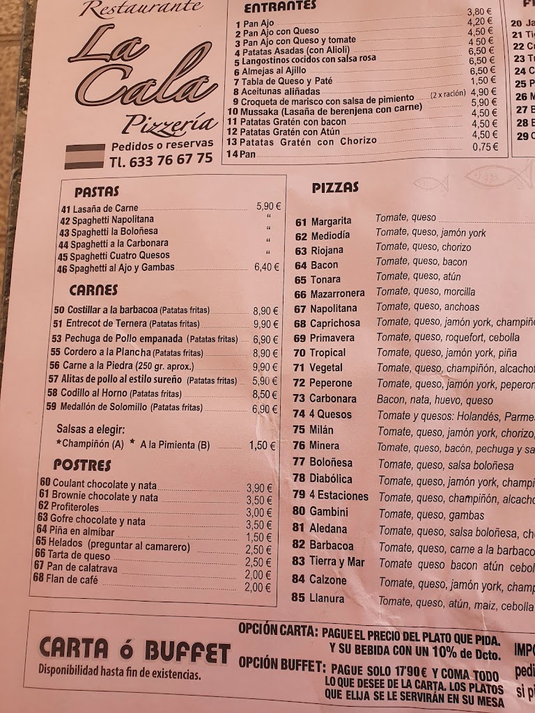 La Cala Puerto de Mazarron — Carta