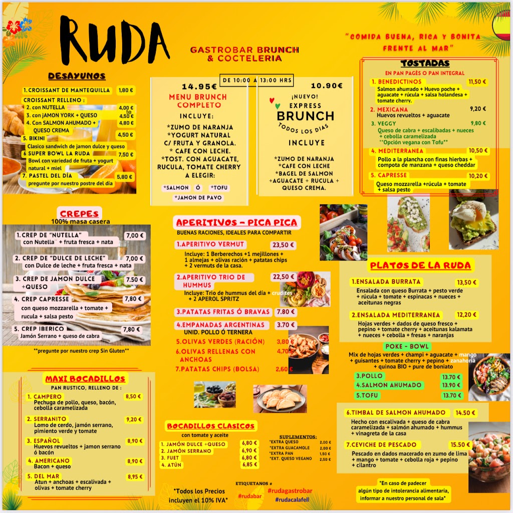 Ruda Gastrobar Brunch & Cocteleria — Carta