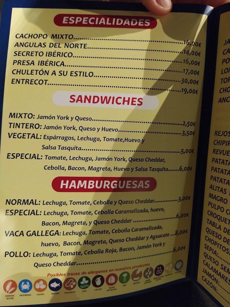Restaurante EL SABOR DE LA TASQUITA — Carta