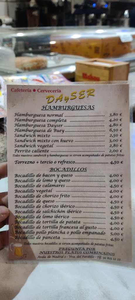 Cafeteria Dayser — Carta