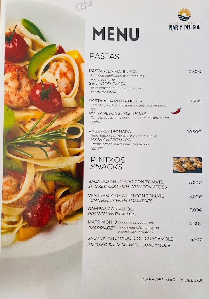 Del Mar...y Del Sol Cafe — Carta