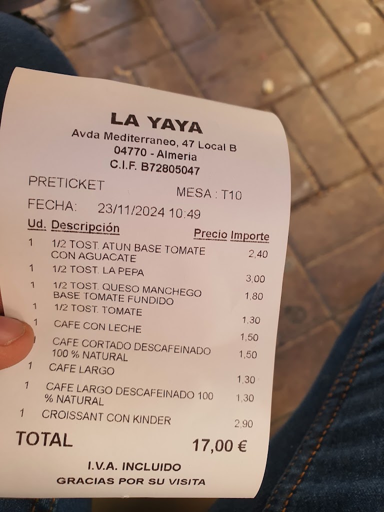 La Yaya Heladeria Adra — Carta