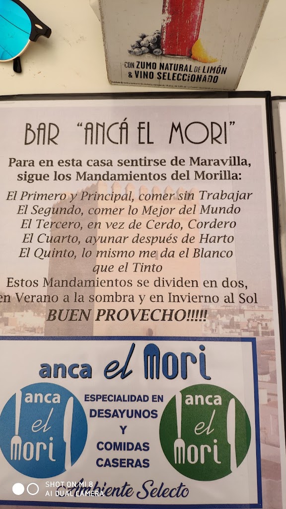 Bar Anca el Mori — Carta