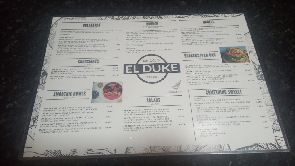 EL DUKE CAFE — Carta