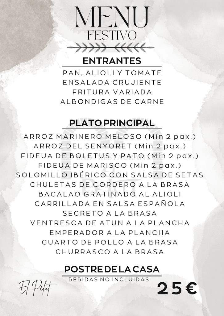 Bar Restaurante Pelut — Carta