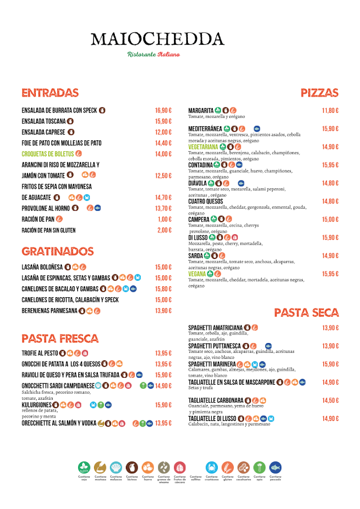 Ristorante Italiano Maiochedda — Carta
