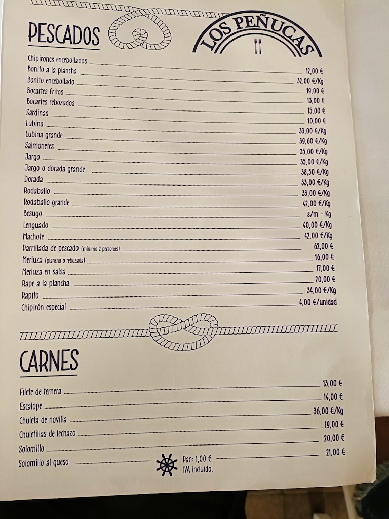 Restaurante Los Penucas — Carta
