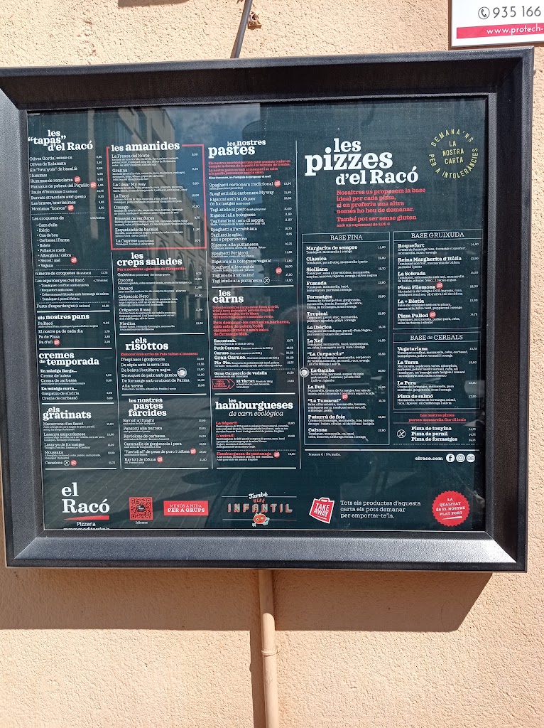 El Raco Vilanova. Mediteranean Pizzeria. — Carta