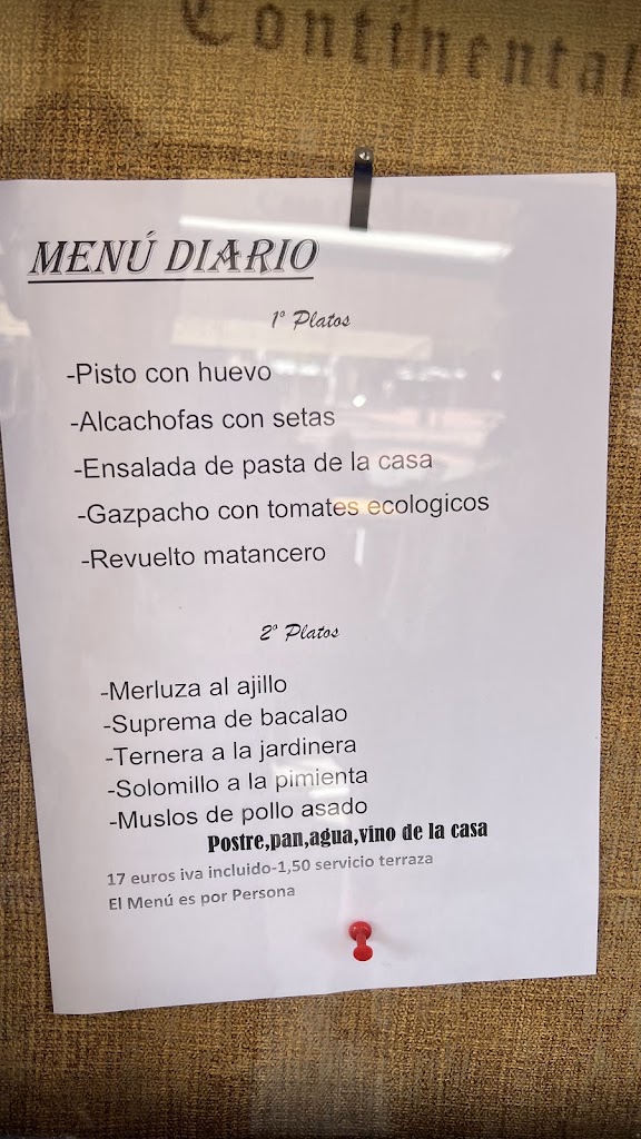 Restaurante Continental — Carta