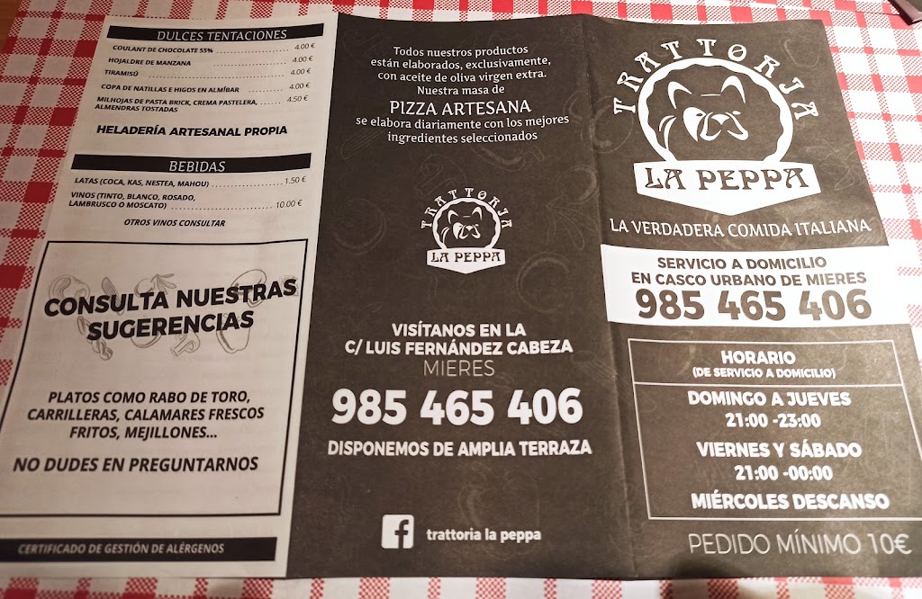 Trattoria La Peppa — Carta