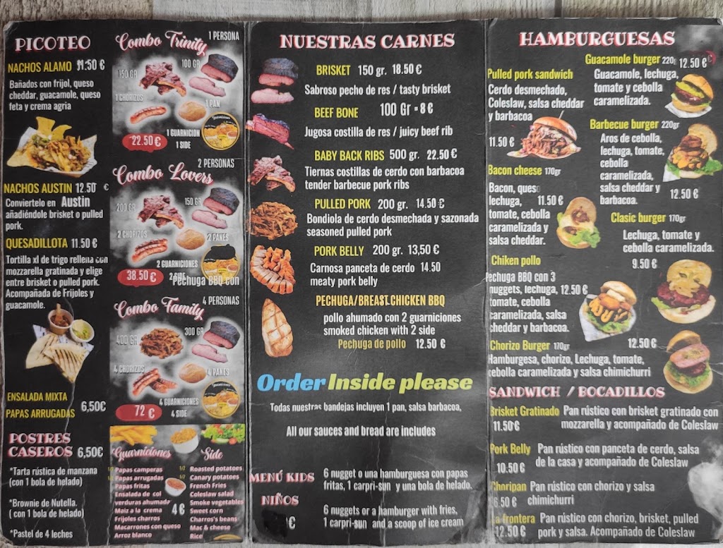 Restaurante Smokehouse La Frontera — Carta