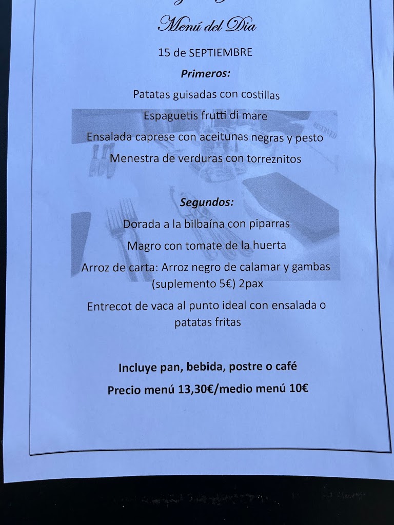 Restaurante La Terraza del Jarama — Carta