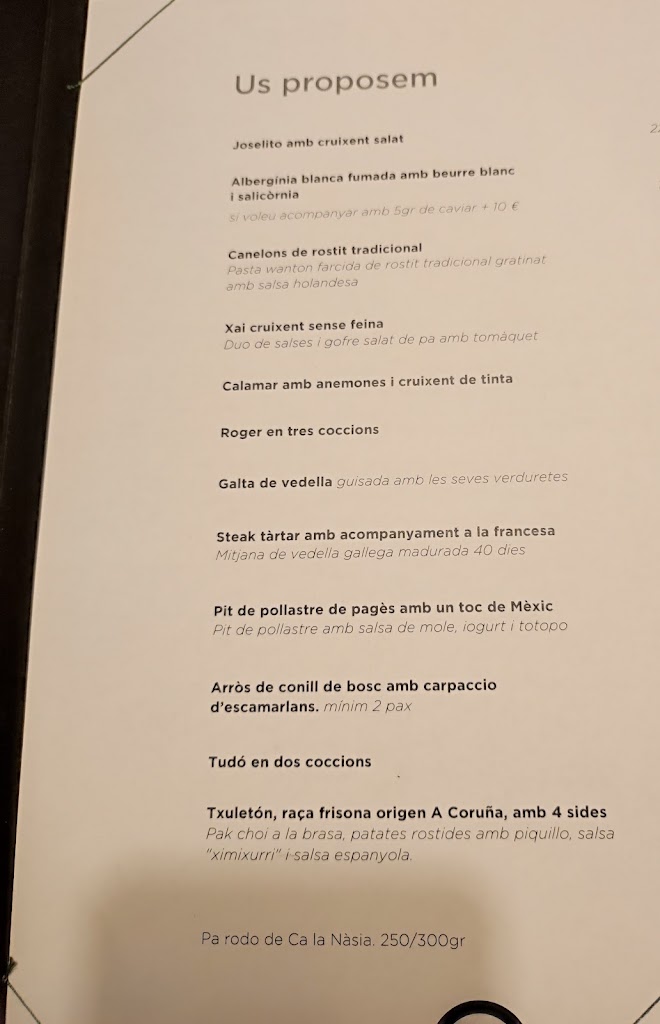 Equilibri Restaurant — Carta
