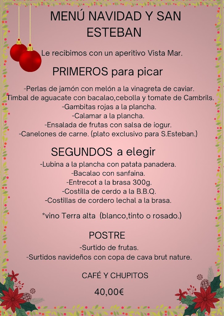Restaurante VistaMar Salou — Carta