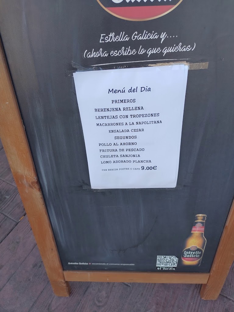 Bar restaurante El Jardin — Carta