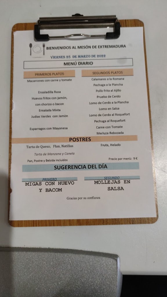 El Meson de Extremadura — Carta