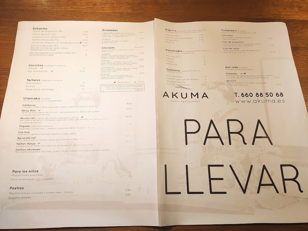 Akuma Sushi Restaurant — Carta