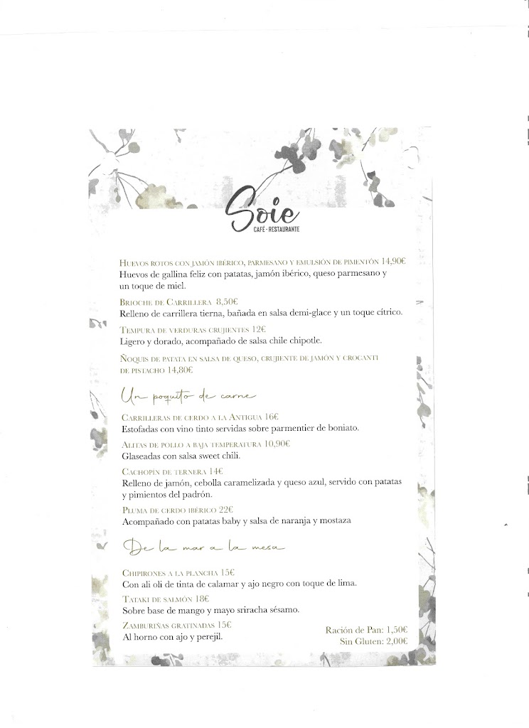 Soie Cafe - Restaurante Plasencia — Carta