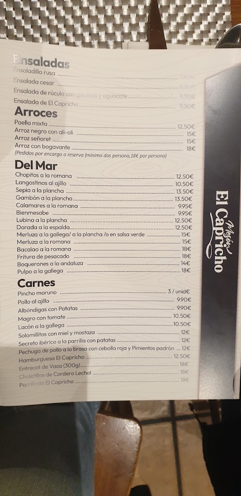 Meson El Capricho — Carta