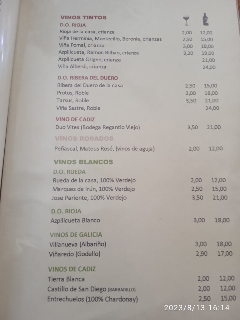 Bar Restaurante Quilla Las Redes — Carta