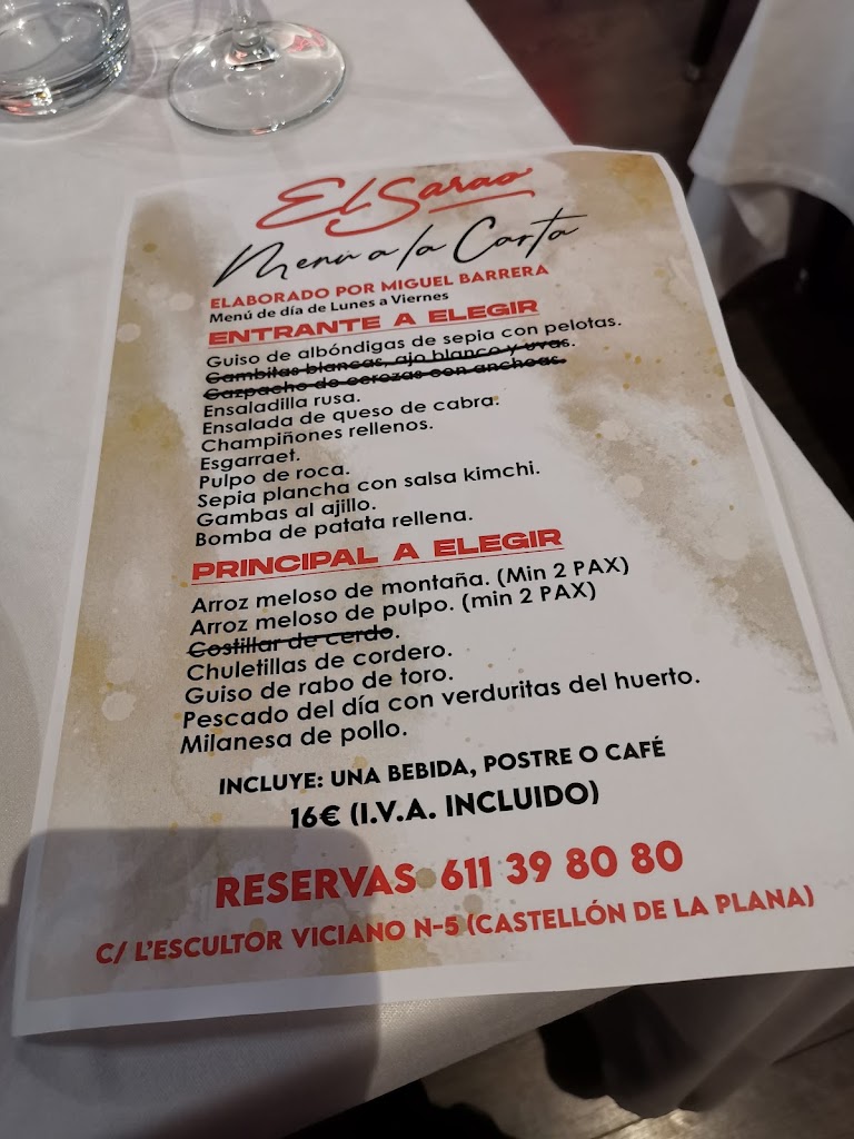 El Sarao Restaurante — Carta