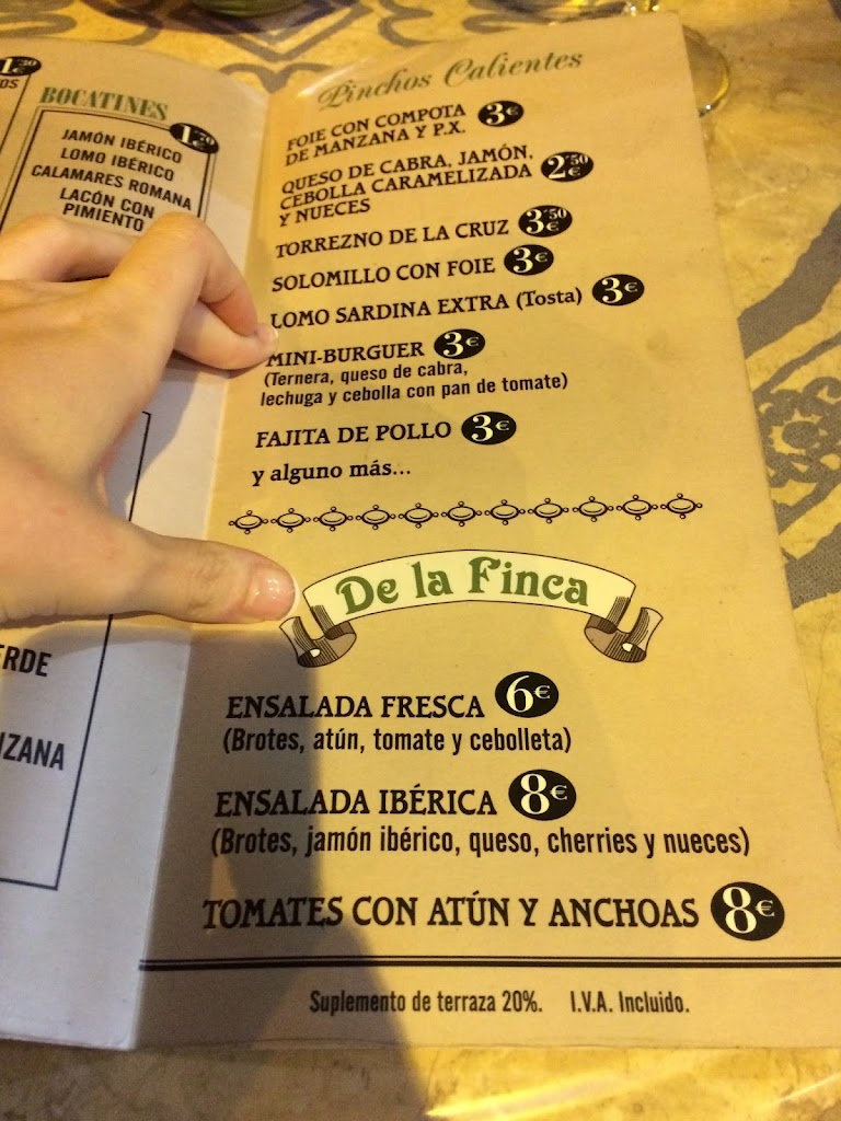 Cerveceria Cruz Blanca — Carta
