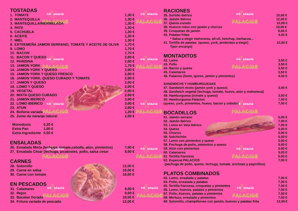 Cafeteria Palacios — Carta