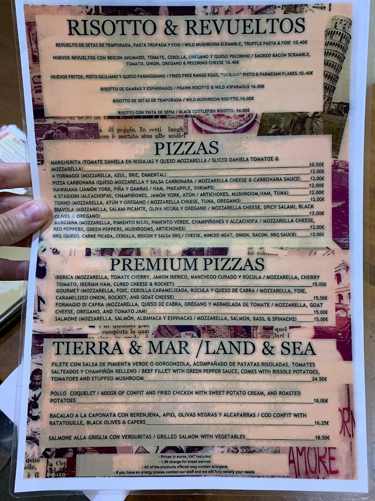 Restaurante Fontana di Pietra — Carta