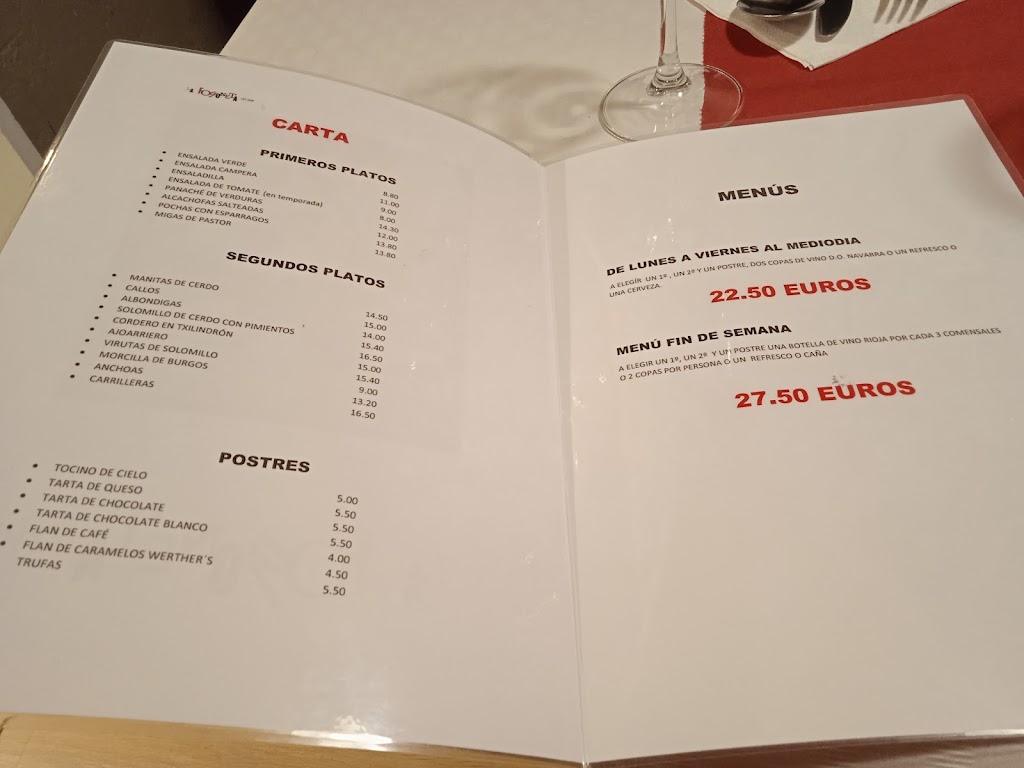 La Fogoneta Culibar — Carta