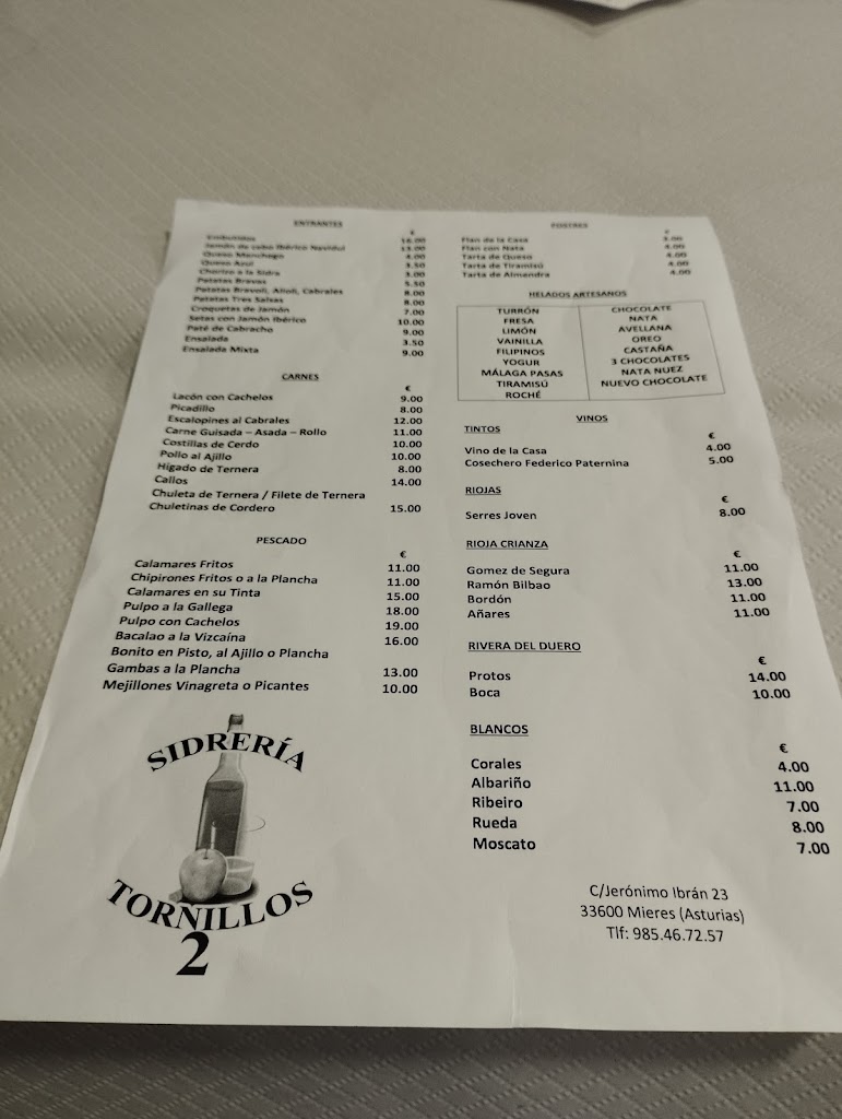 Tornillos II — Carta