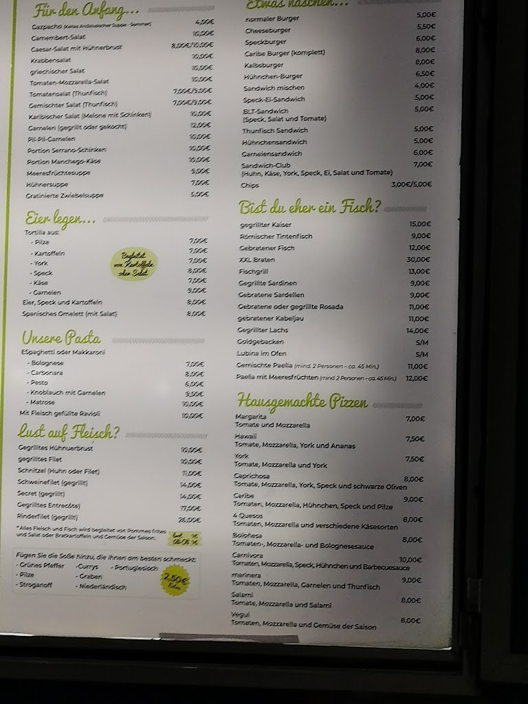 Restaurante Caribe — Carta