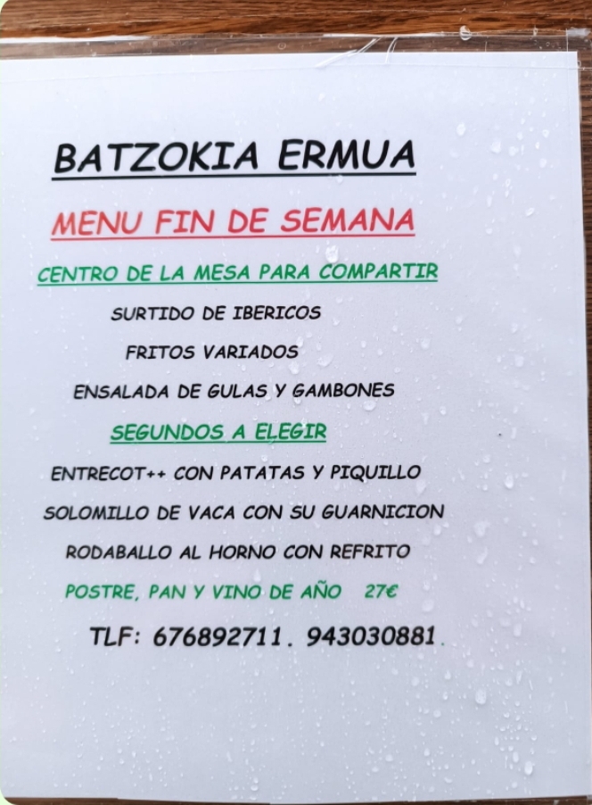 Restaurante Batzoki — Carta