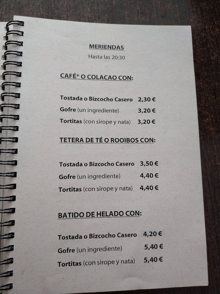 Cafeteria La Teteria — Carta