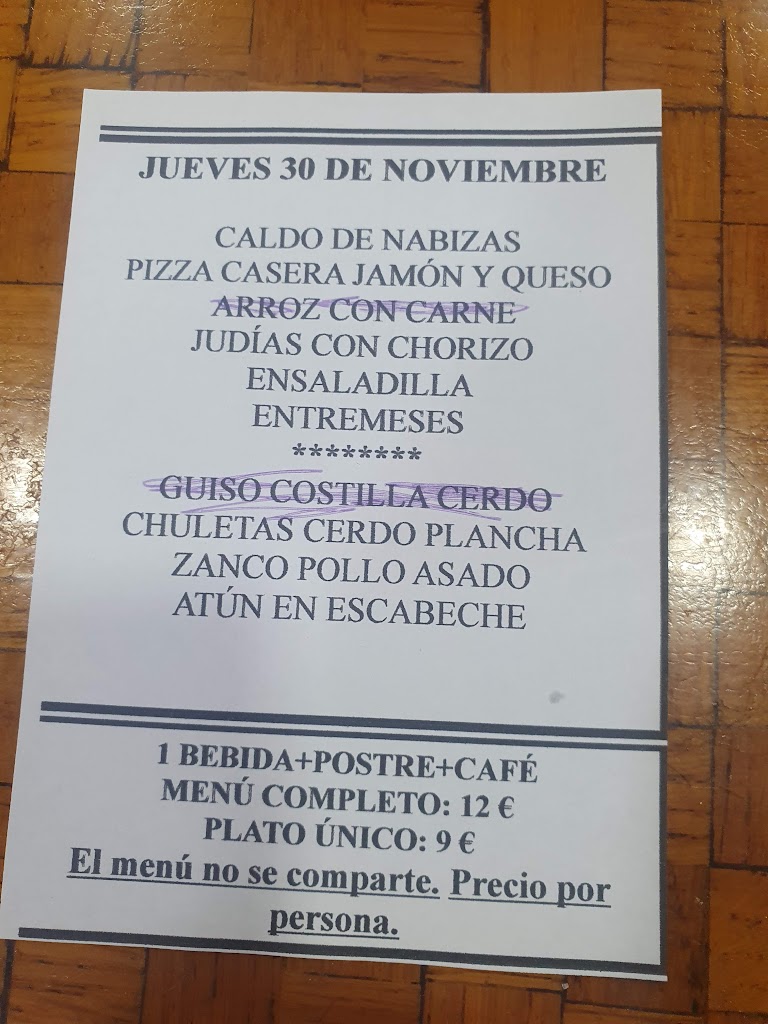 Restaurante As Rodas — Carta