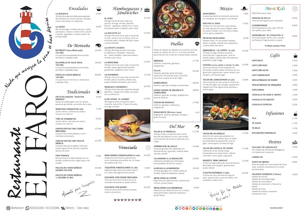 Restaurante El Faro — Carta