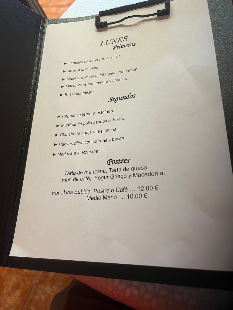 Restaurante Bulevard — Carta