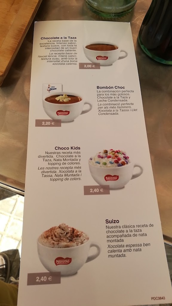 Bar cafeteria Delicias — Carta