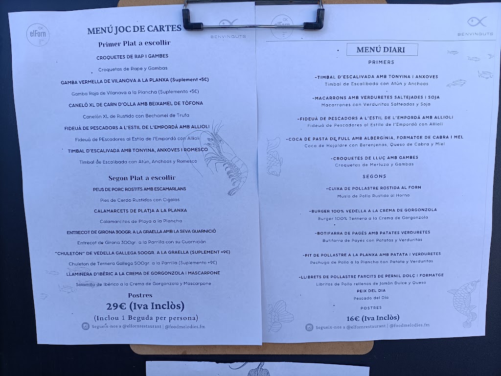El Forn restaurant | Gava — Carta
