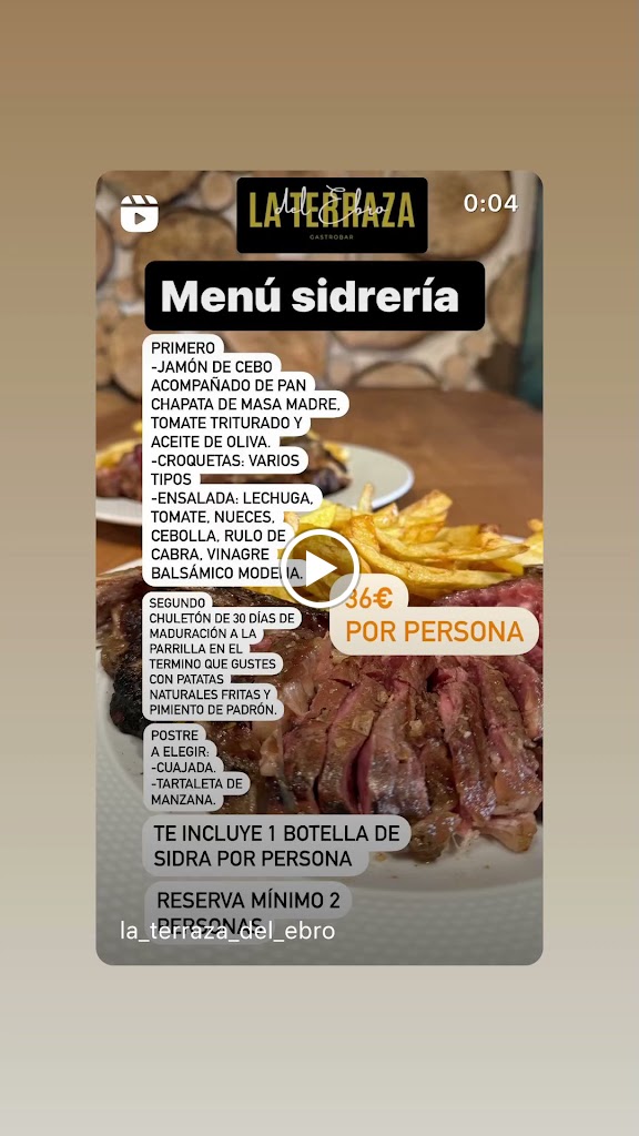 La Terraza del Ebro — Carta
