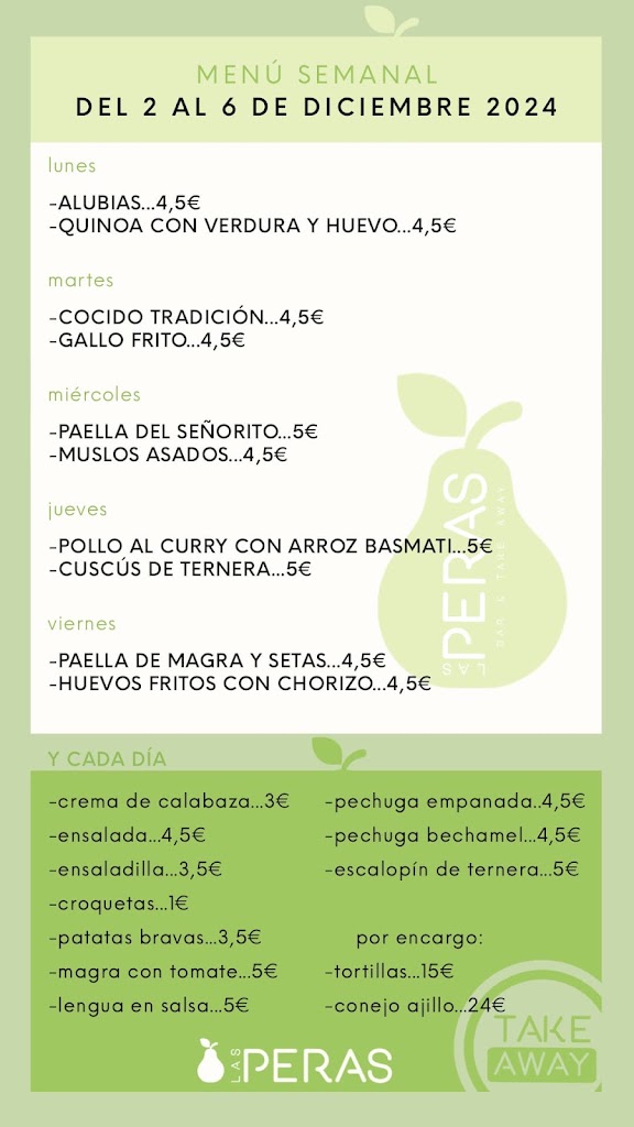 Las Peras - Bar & TakeAway — Carta