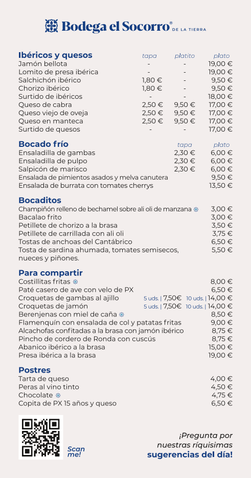 Bodega El Socorro — Carta
