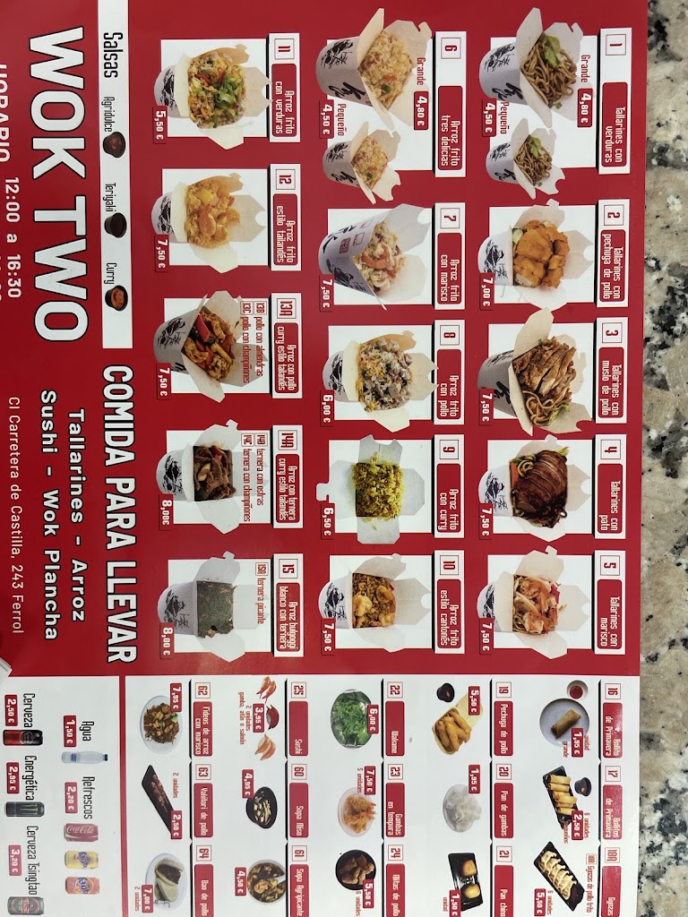 Restaurante Wok Two — Carta